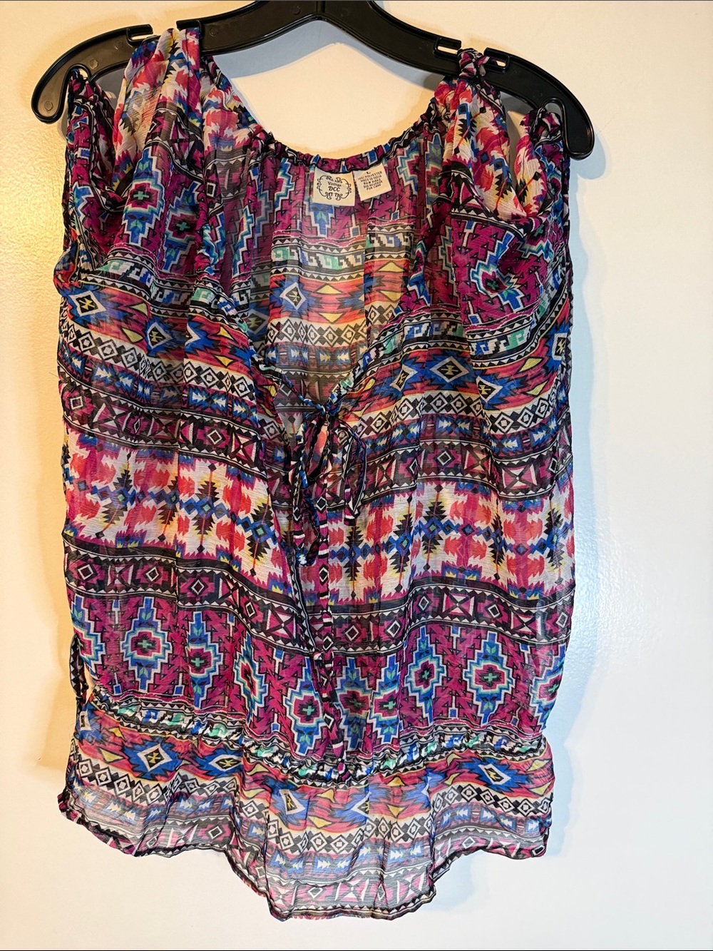 Vintage DCC Multicolor Tribal Print Sleeveless Camisole - Pink, Blue, Purple